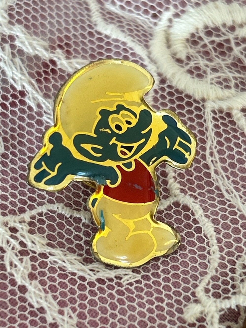 Vintage Enamel Smurf Pin tack pin brooch